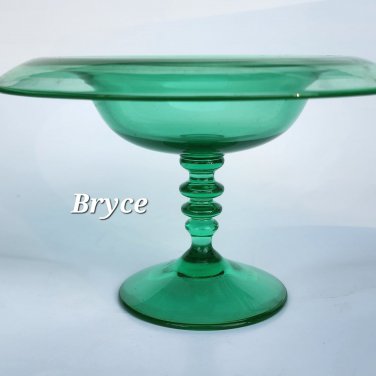Green glass compote Glows
