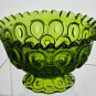L.E SMITH Moon and star green Glass footed dish