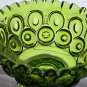 L.E SMITH Moon and star green Glass footed dish