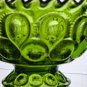 L.E SMITH Moon and star green Glass footed dish