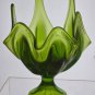 Viking 6 petal green glass compote