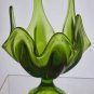 Viking 6 petal green glass compote