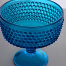 Fenton blue Glass HOBNAIL compote