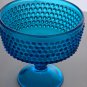 Fenton blue Glass HOBNAIL compote