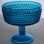 Fenton blue Glass HOBNAIL compote