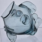 Vintage Opened mouth blueish art glass fish