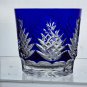 Hand Cut to clear blue double on the rocks glasses Pair