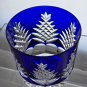 Hand Cut to clear blue double on the rocks glasses Pair
