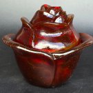 L.E Smith Glass red cabbage bowl with lid