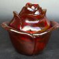 L.E Smith Glass red cabbage bowl with lid
