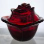 L.E Smith Glass red cabbage bowl with lid
