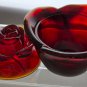 L.E Smith Glass red cabbage bowl with lid