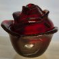 L.E Smith Glass red cabbage bowl with lid