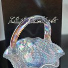 L.E Smith Glass scoloped opalescent hobnail basket