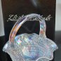 L.E Smith Glass scoloped opalescent hobnail basket