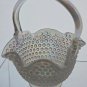 L.E Smith Glass scoloped opalescent hobnail basket