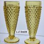 2 .L.E Smith Glass yellow HOBNAIL bud vase