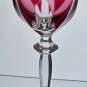 Hand Cut to clear cranberry wine glass