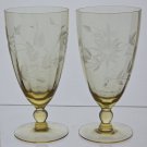 Lancaster Glass Co. Yellow Jubilee water goblet Pair