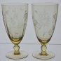 Lancaster Glass Co. Yellow Jubilee water goblet Pair