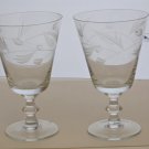 2 Hand Cut glass goblet stemware