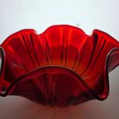 L.E Smith Glass red ruffled edge bowl