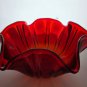 L.E Smith Glass red ruffled edge bowl
