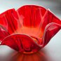 L.E Smith Glass red ruffled edge bowl