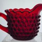 L E Smith red hobnail Glass sugar and creamer