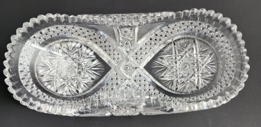 ABP American Brilliant Period Cut Glass crimped bread tray Antique