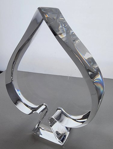 Optical clear Crystal Spade shape sculpture signed Peter ORourke