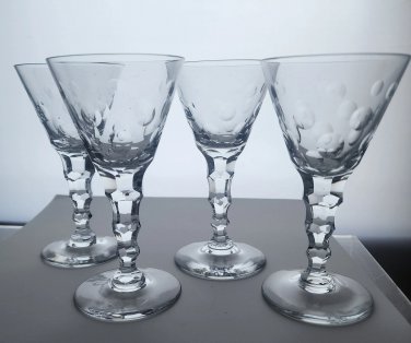 4 piece Duncan Miller Cut glass Splendor tall sherbet Crystal Made in USA