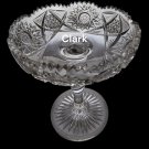 Signed Clark American Brilliant Period Cut Glass compote twist stem