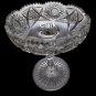Signed Clark American Brilliant Period Cut Glass compote twist stem