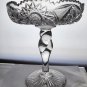Signed Clark American Brilliant Period Cut Glass compote twist stem