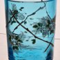 French Glass blue vase enamel painted c.1910