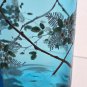 French Glass blue vase enamel painted c.1910