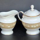 Signed lenox Bellina gold teapot sugar and creamer