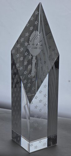 Glass art optical sculpture stars and strpes