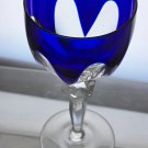 Hand Cut to clear blue wine glass Hand Cut to clear blue wine glass