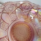 L E Smith Glass pink iridescent crimped bowl