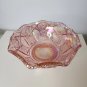 L E Smith Glass pink iridescent crimped bowl