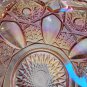 L E Smith Glass pink iridescent crimped bowl