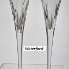 Signed Waterford CUT GLASS Times Square Toasting Flutes pair crystal