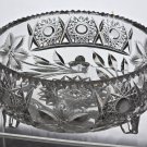 Cut glass 3 legged bowl Hand cut antique