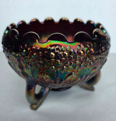 Fenton glass carnival orange tree blossom footed bowl