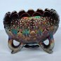 Fenton glass carnival orange tree blossom footed bowl