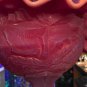 Red frosted glass ruffled edge pedestal compote