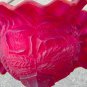 Red frosted glass ruffled edge pedestal compote
