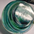 Art glass Signed 1997 green swirl paperweight